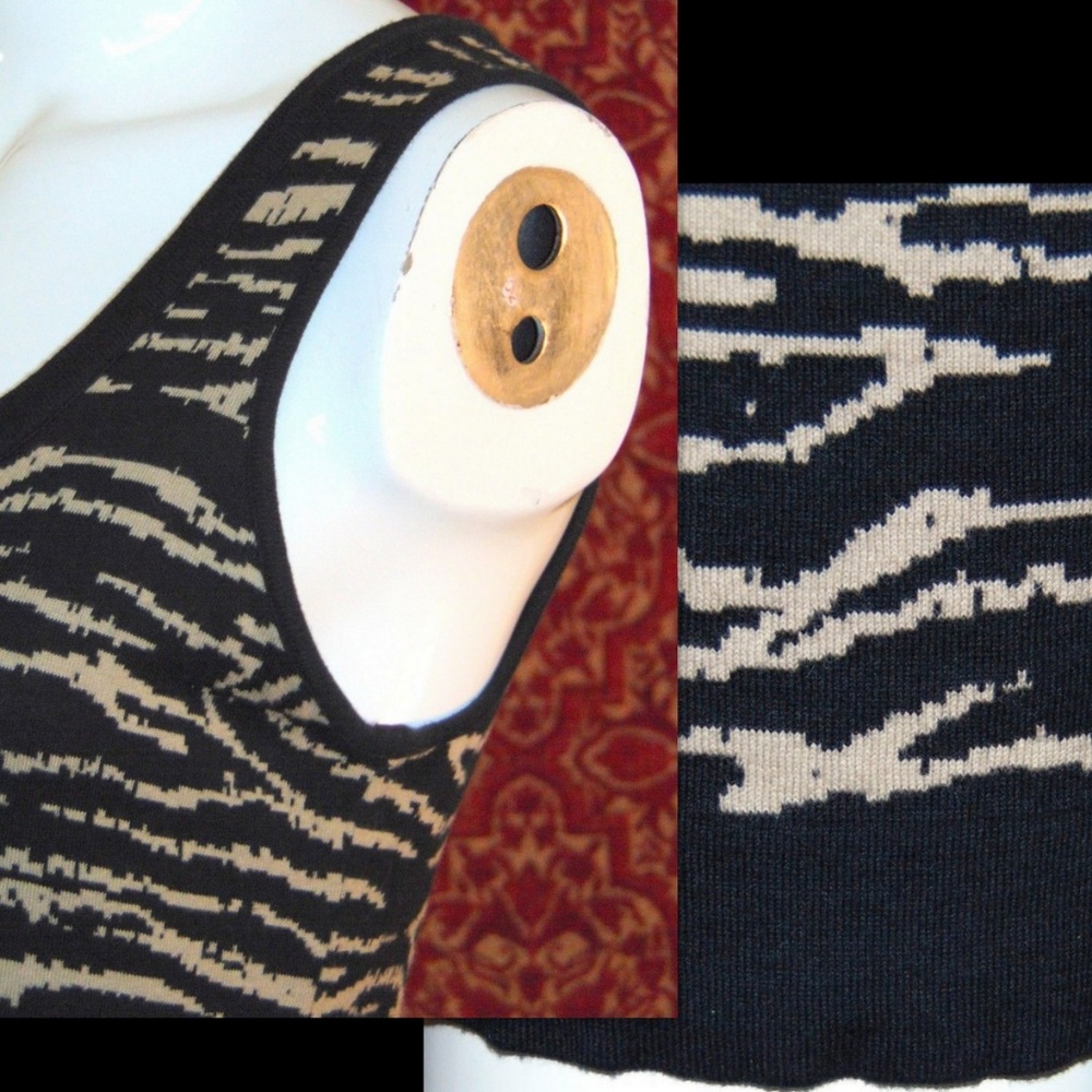 MAC & JAC beige animal knit tank wiggle dress S✨ - Picture 4 of 5